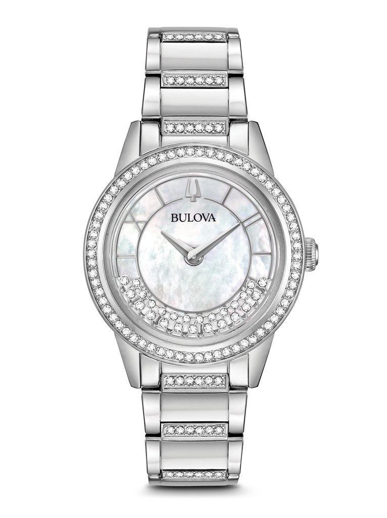 Ladies stainless watch with crystal accents