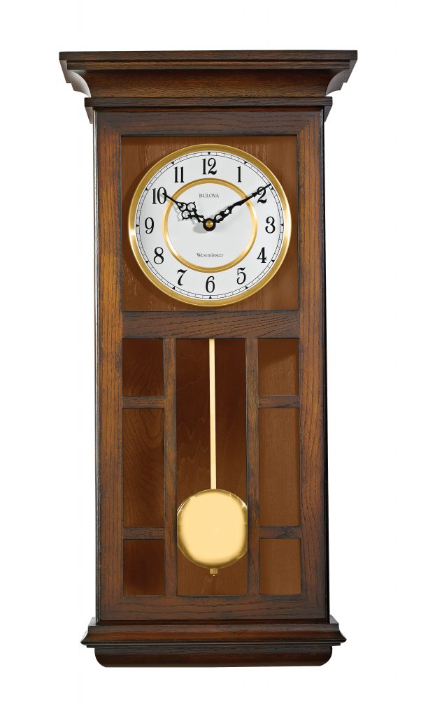 Oak wall clock with triple chime movement