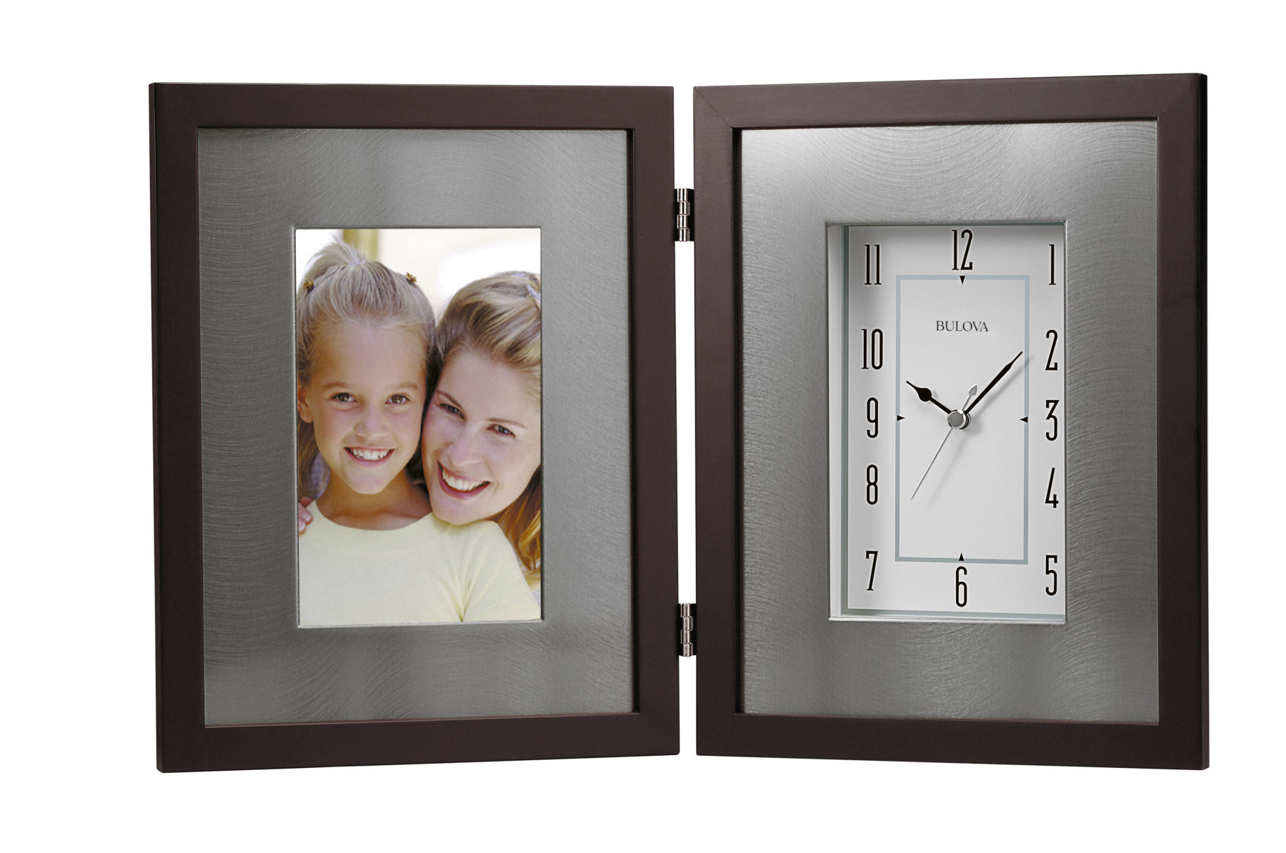 Picture frame / Table clock with espresso brown finish