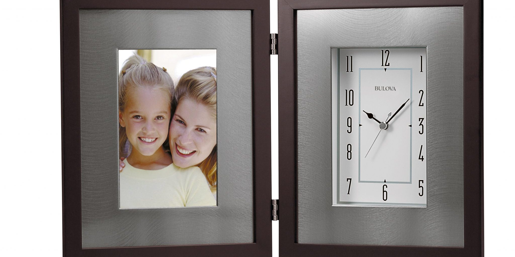 Picture frame / Table clock with espresso brown finish