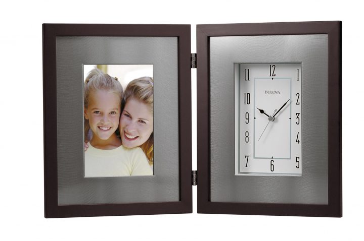 Picture frame / Table clock with espresso brown finish