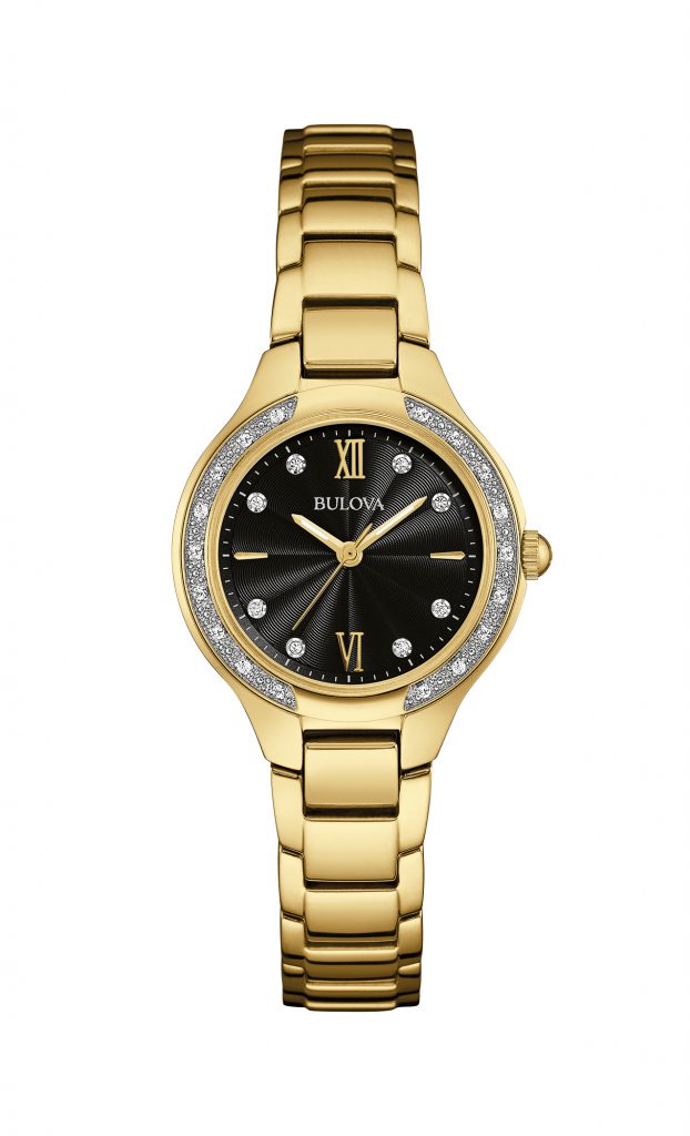Ladies gold-tone quartz watch with diamonds