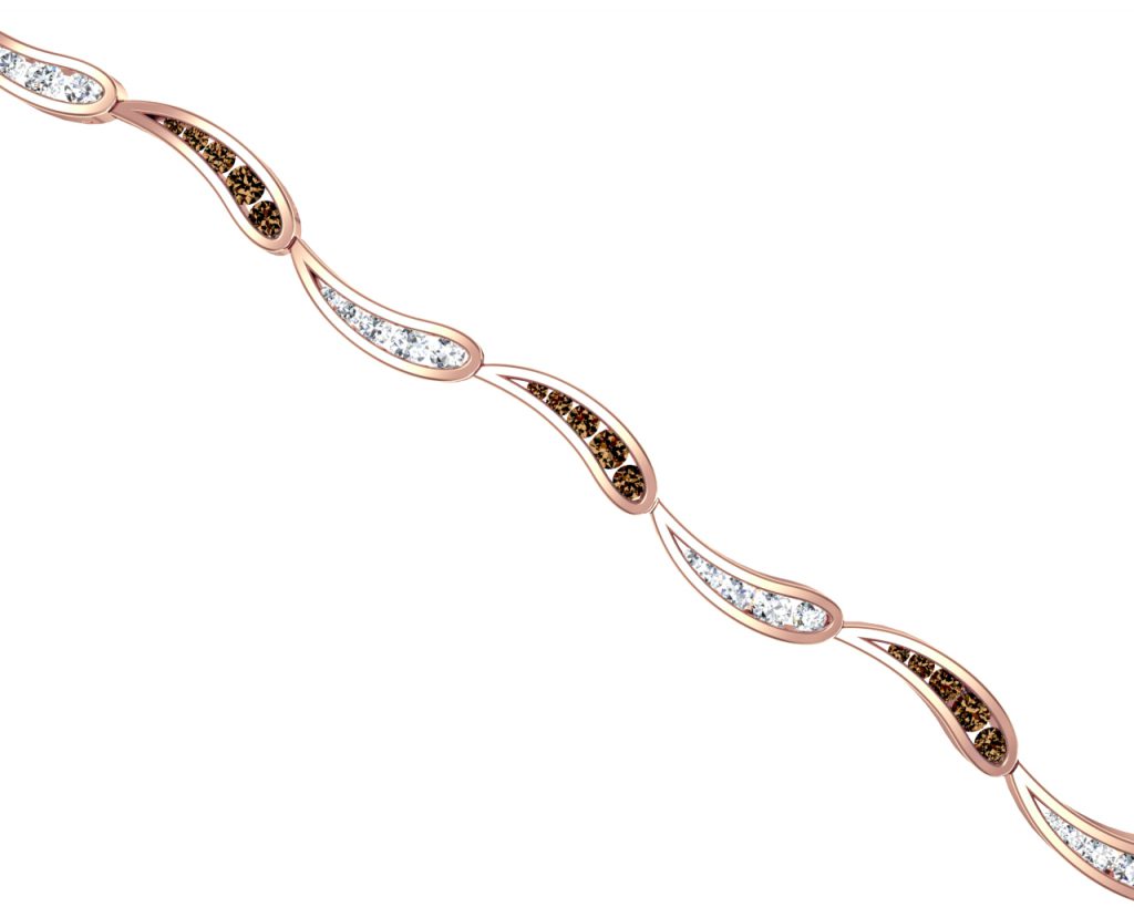 Rose gold Cognac & white diamond tennis bracelet