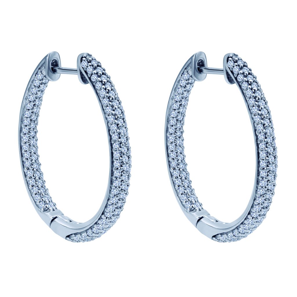 White gold inside out diamond hoops