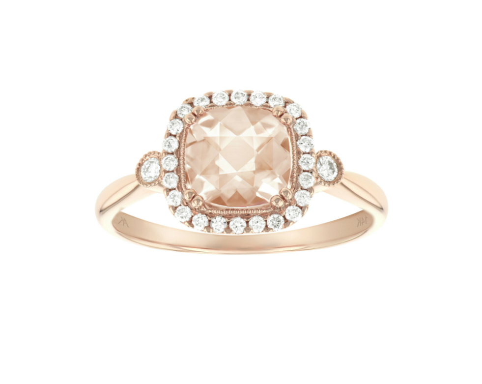Rose gold morganite & diamond ring
