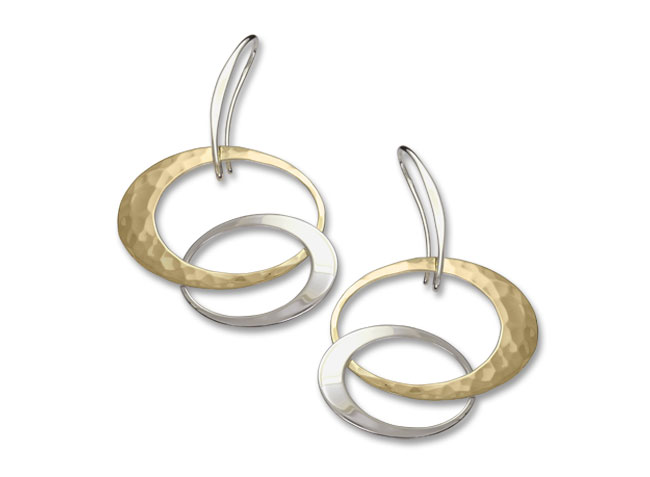 Sterling silver & 14kt yellow gold double oval earrings
