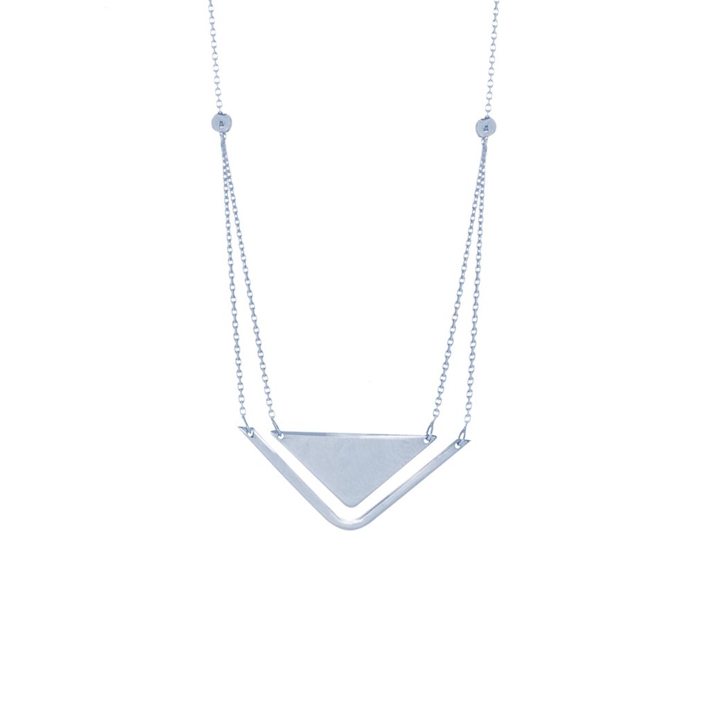 Sterling silver layered triangle necklace
