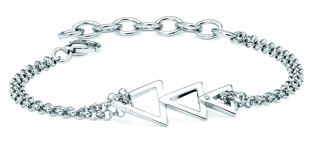 Sterling silver diamond triangle bracelet - Paul Gross Jewelers