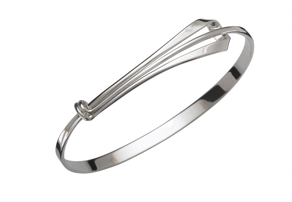 Sterling silver ribbon bangle bracelet
