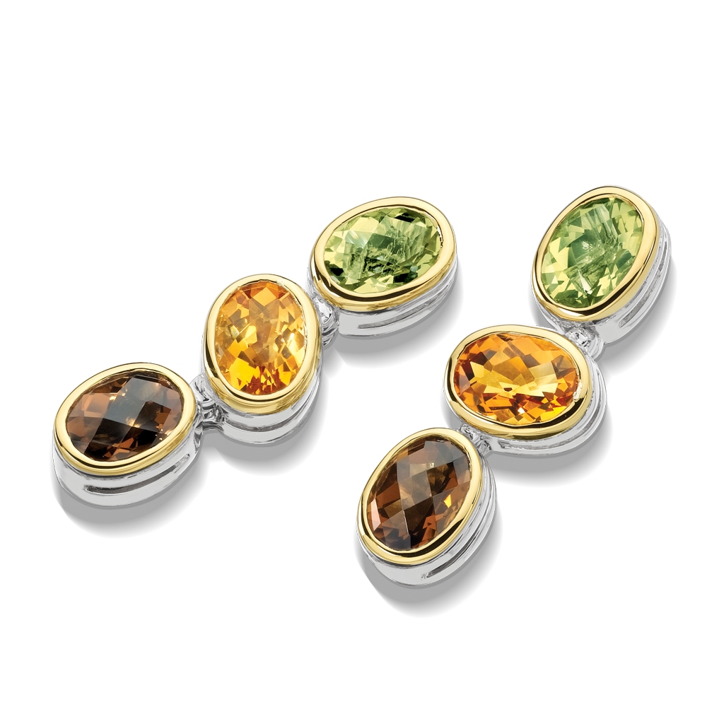 Sterling silver multi colored gemstone drop earrings