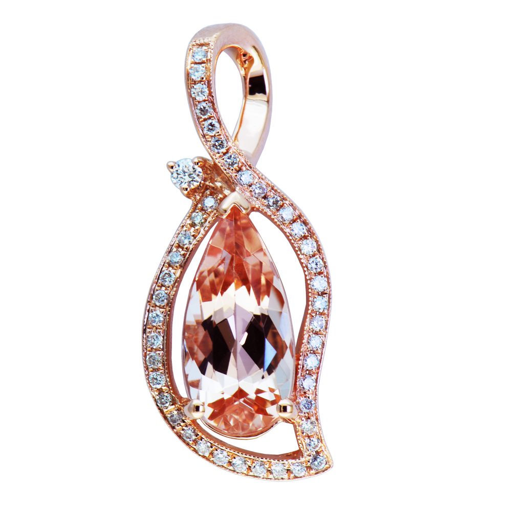 Rose gold morganite & diamond pendant