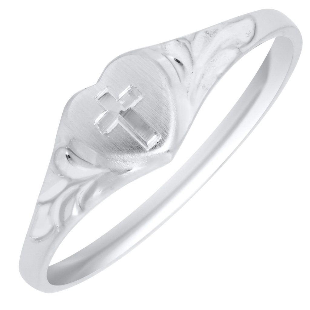 Sterling silver heart ring with cross