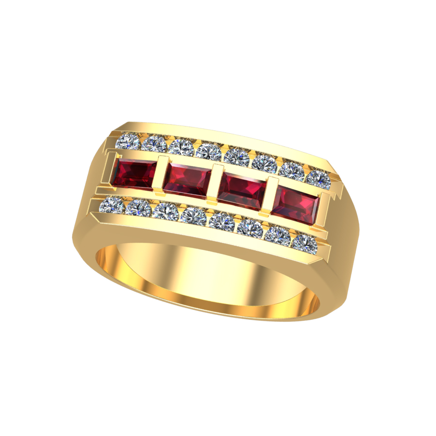 14kt yellow gold ruby & diamond ring