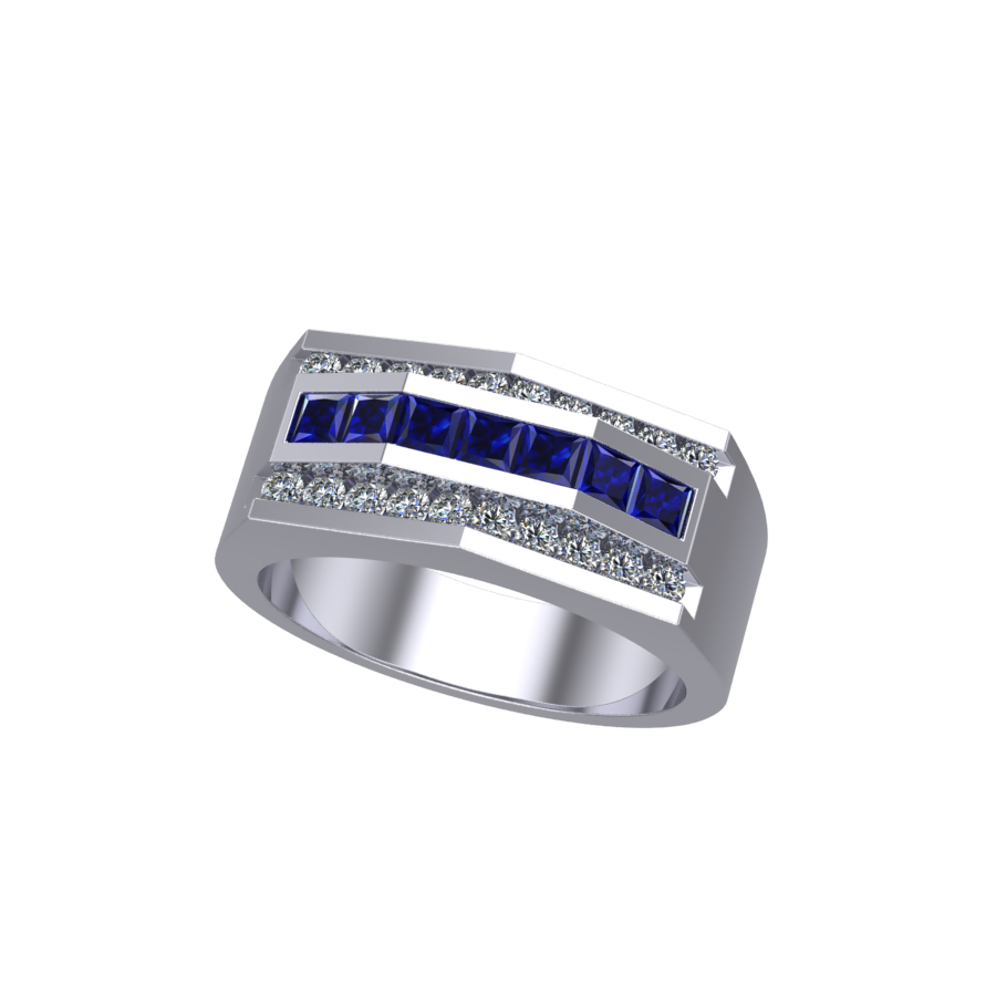 14kt white gold sapphire & diamond ring