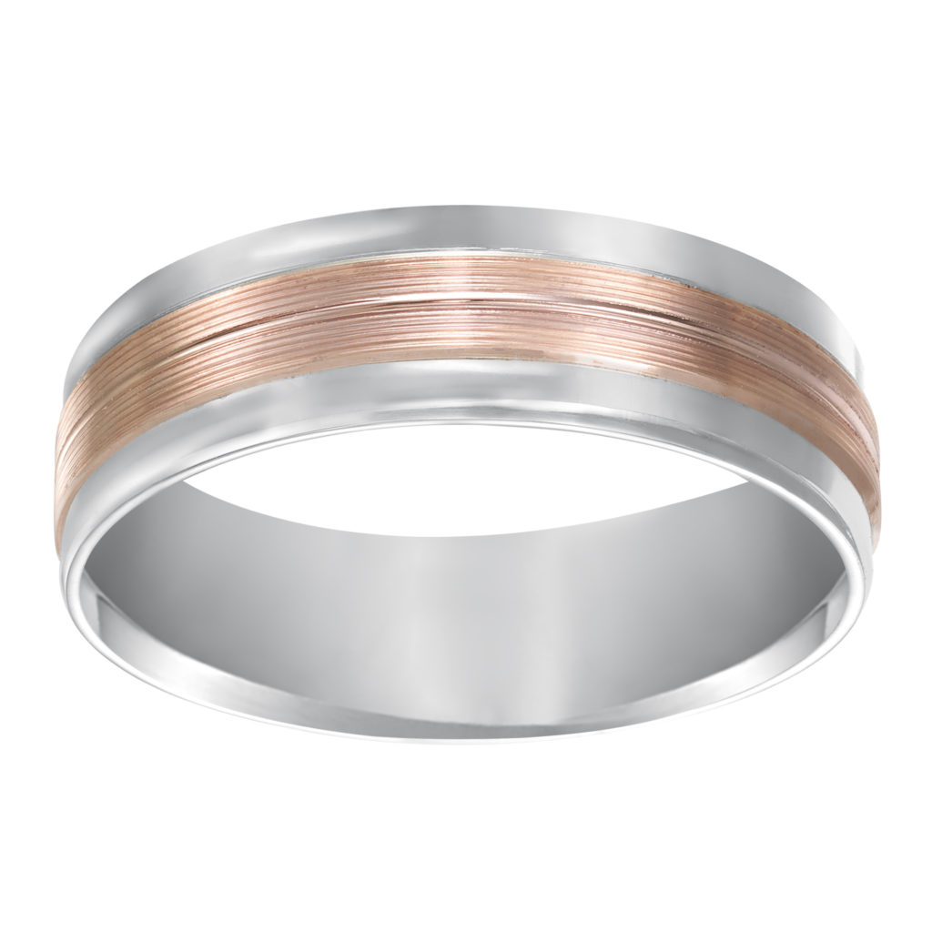 Rose & White gold carved band