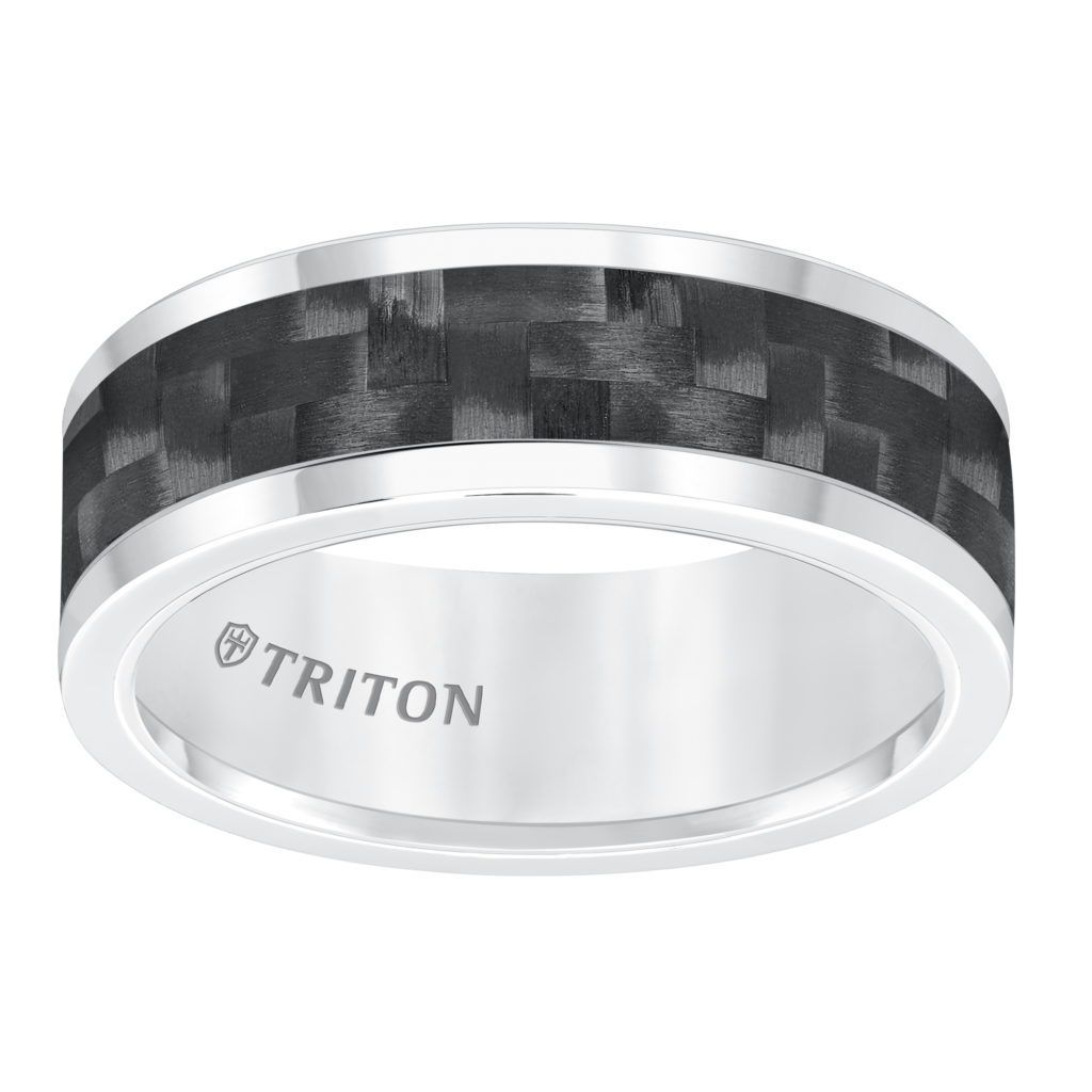 Tungsten band with carbon fiber inlay