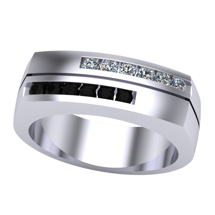 14kt white gold black & white diamond ring