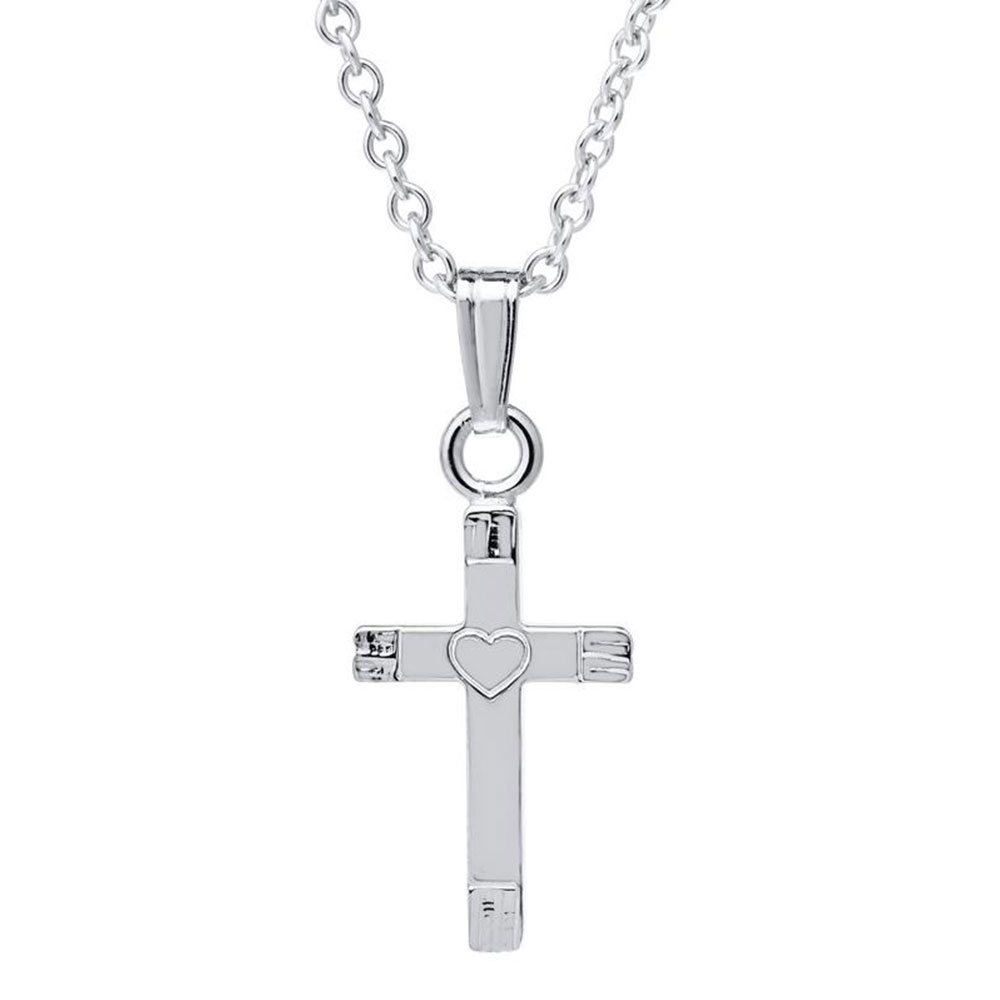Sterling silver cross pendant with heart