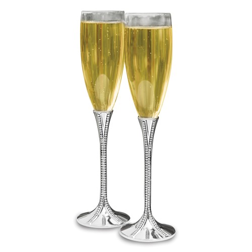 Silver plated toasting glasses with crystals