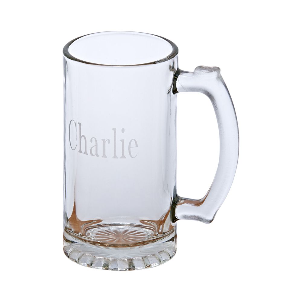 Engravable glass beer mug
