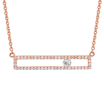 Rose gold sliding diamond bar necklace