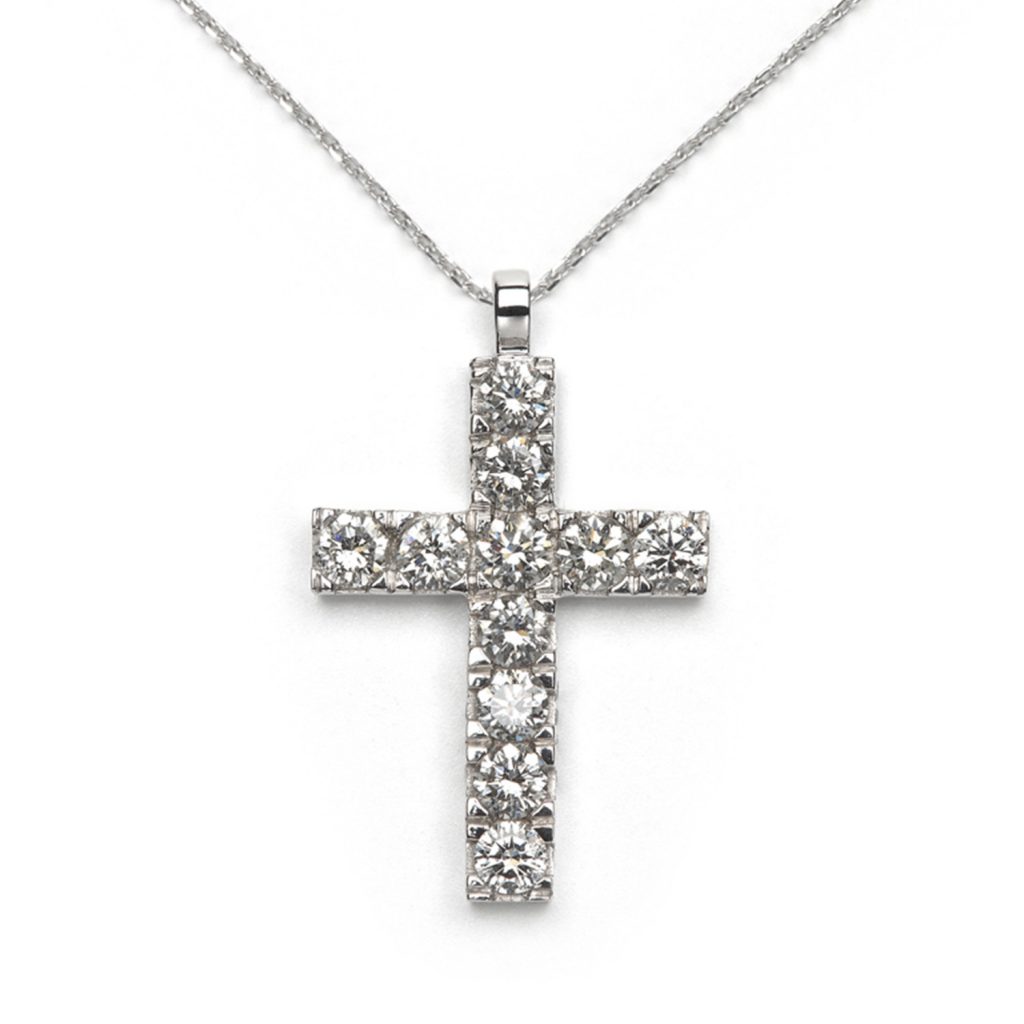 White gold diamond cross pendant