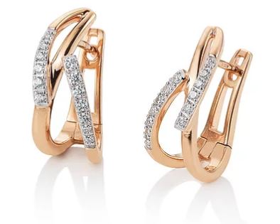 Rose & white gold diamond hoop earrings