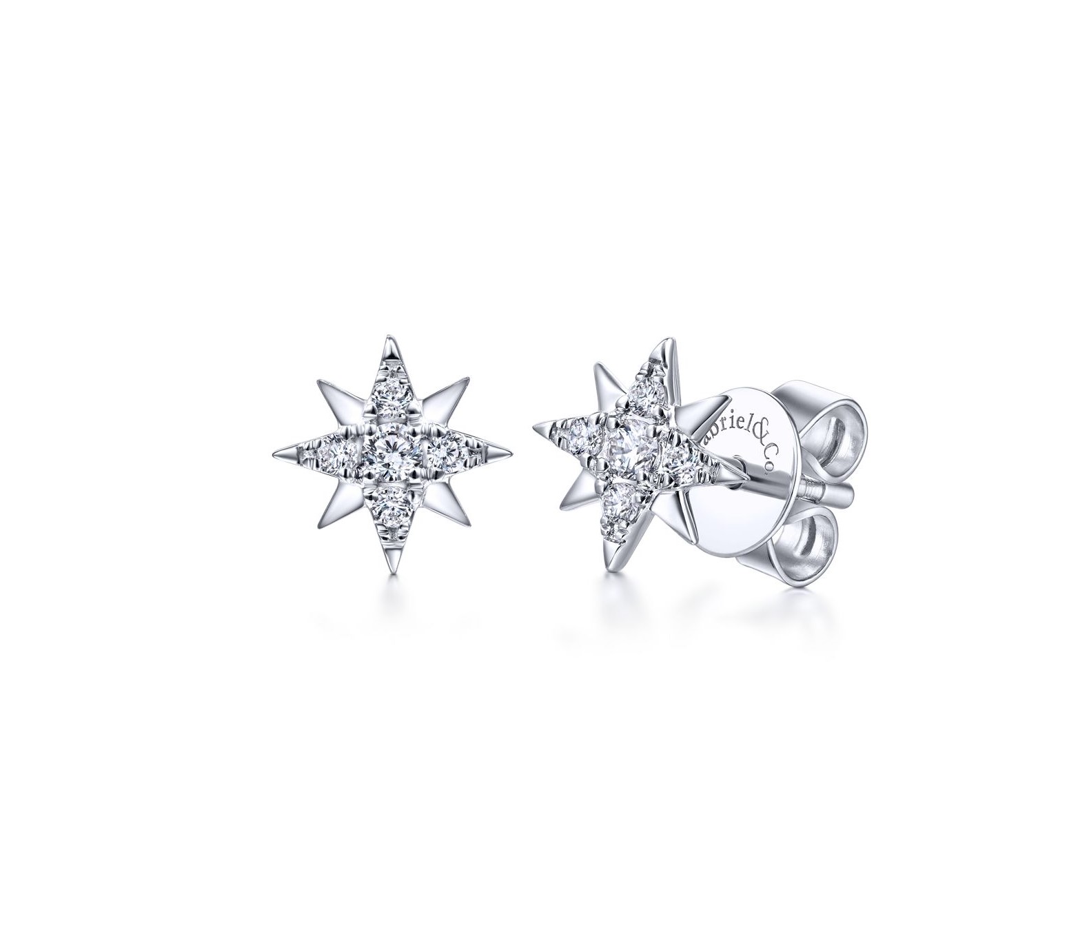 White gold diamond star earrings